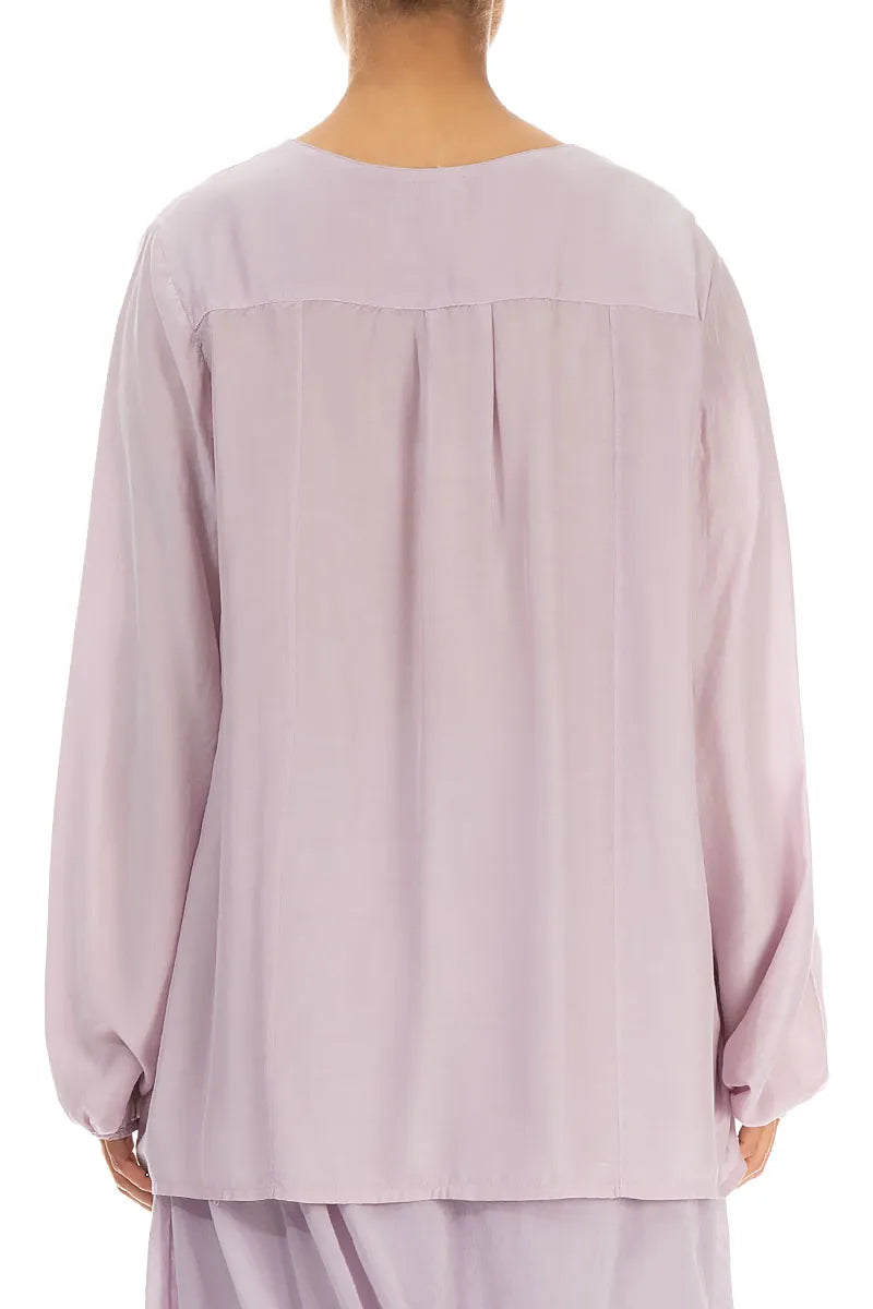 Cuff Sleeves Lilac Silk Bamboo Blouse 2