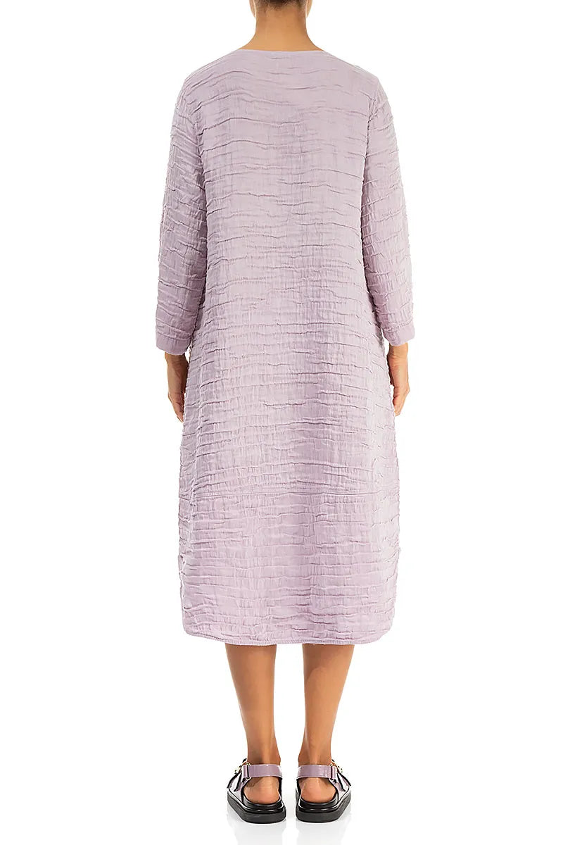 Curved Hem Lilac Crinkled Silk Linen Dress 3