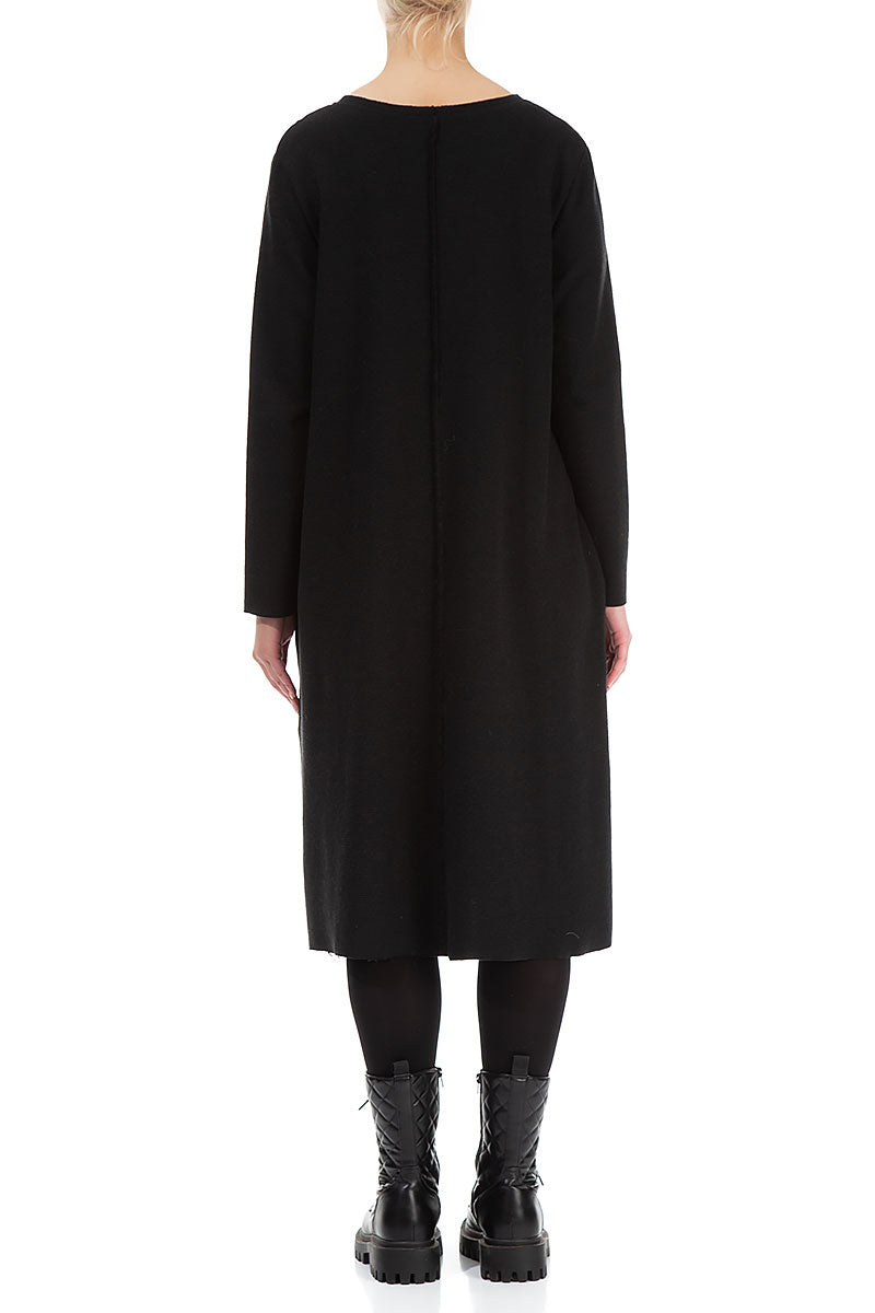 Cut Out Black Rib Cotton Wool Dress 3