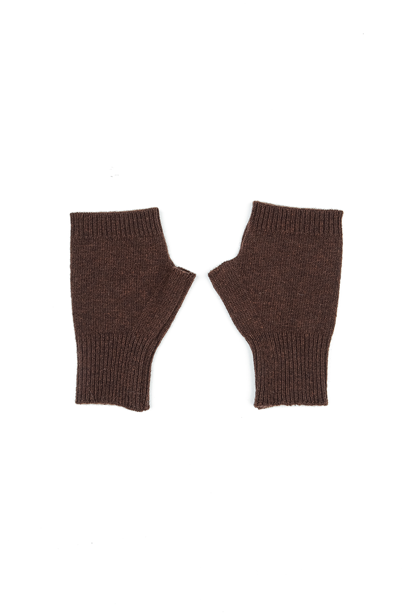 Manchettes en laine douce marron foncé