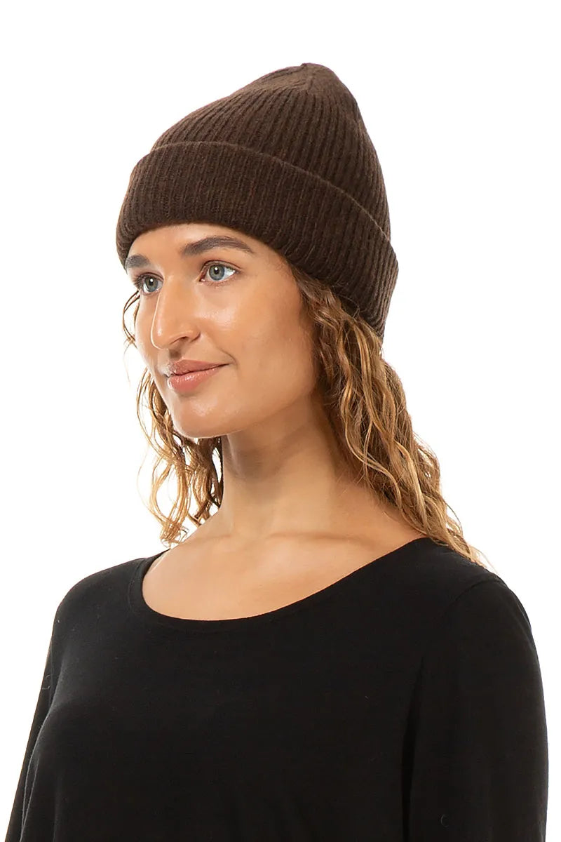 Dark Brown Soft Wool Beanie Hat