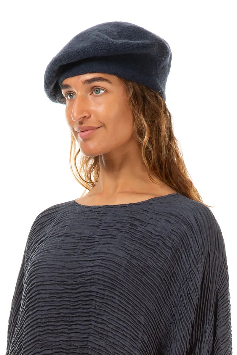Dark Navy Knitted Wool Beret 3