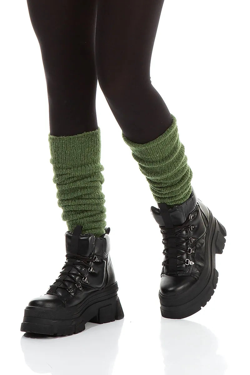 Dark Sage Wool Leg Warmers