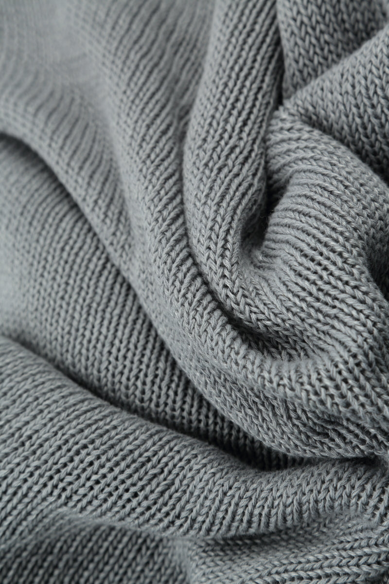 Decorated Boxy Light Grey Linen Jumper 6