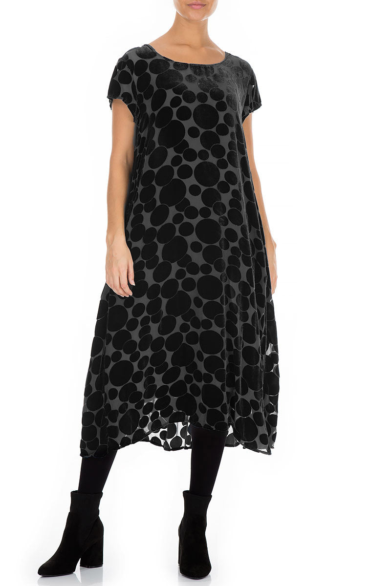 Devoré Bubbles Black Silk Velvet Dress 3