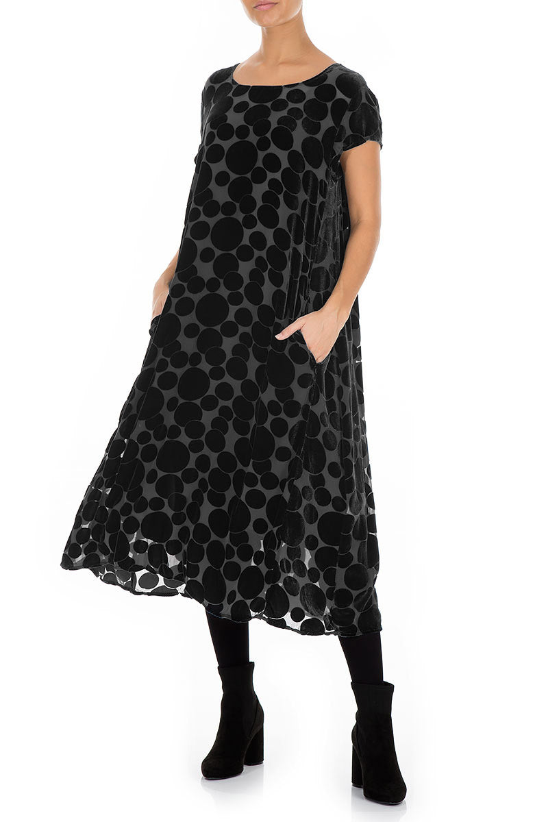 Devoré Bubbles Black Silk Velvet Dress 5