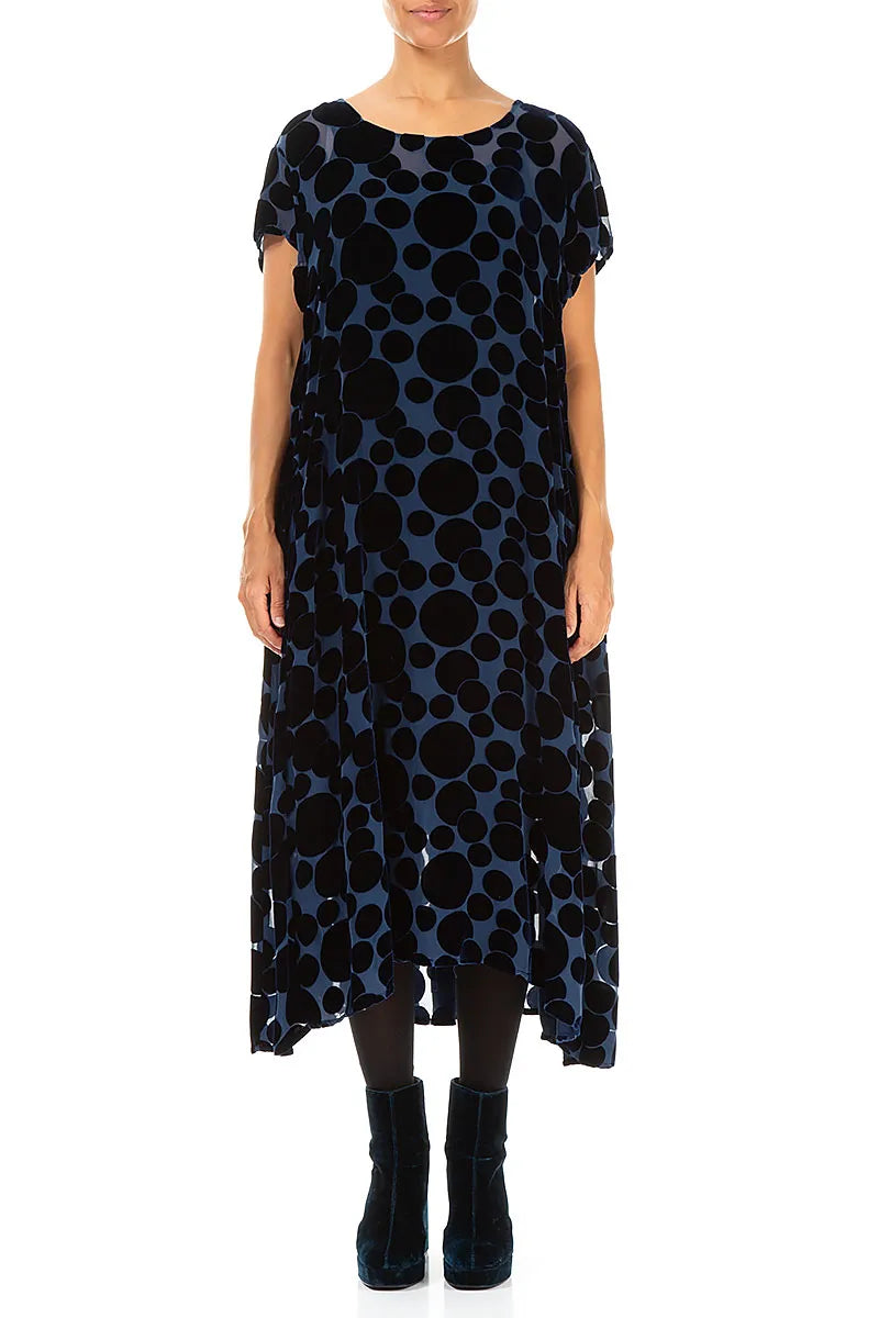 Robe en velours de soie bleu royal Devoré Bubbles
