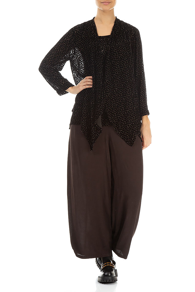 Devoré Dot Forest Brown Velvet Jacket - Blouse 4