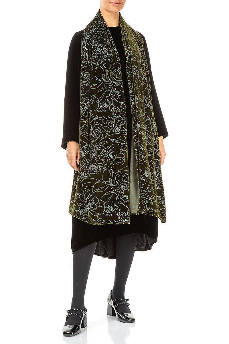 Devoré Rosen Waldnebel Seidensamtschal