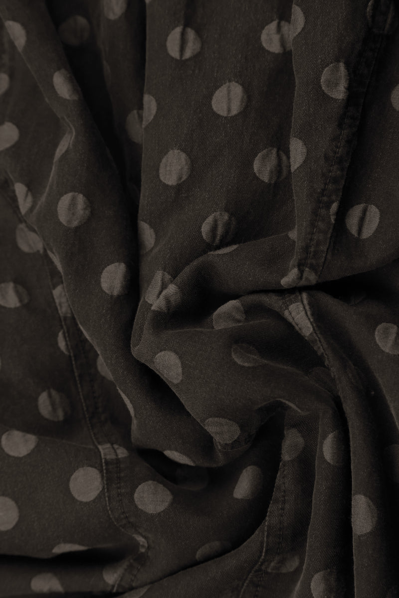 Dotty Forest Brown Balloon Silk Dress 5