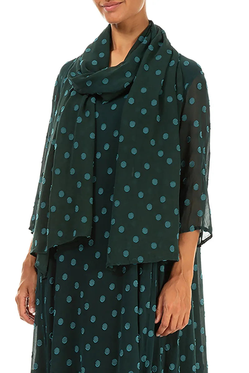Dotty Peacock Silk Scarf 3