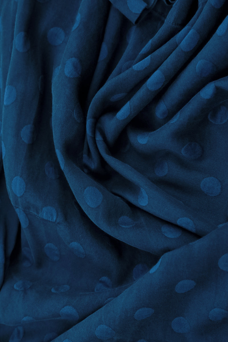 Dotty Royal Blue Balloon Silk Dress 5