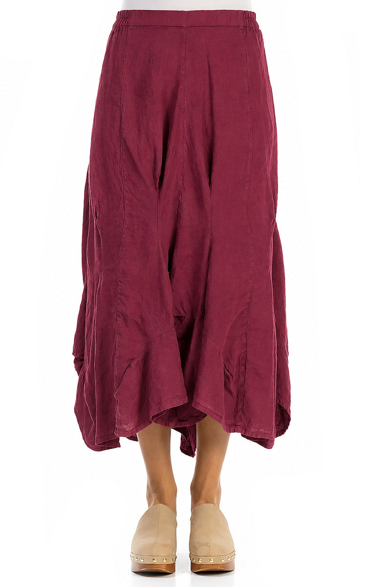 Drapierter Leinenrock in Antikrubin