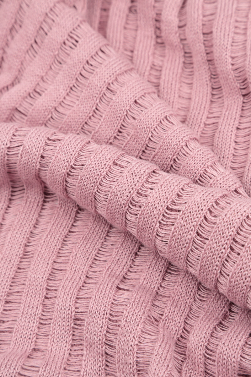 Drop Stitch Mauve Pink Linen Scarf 4