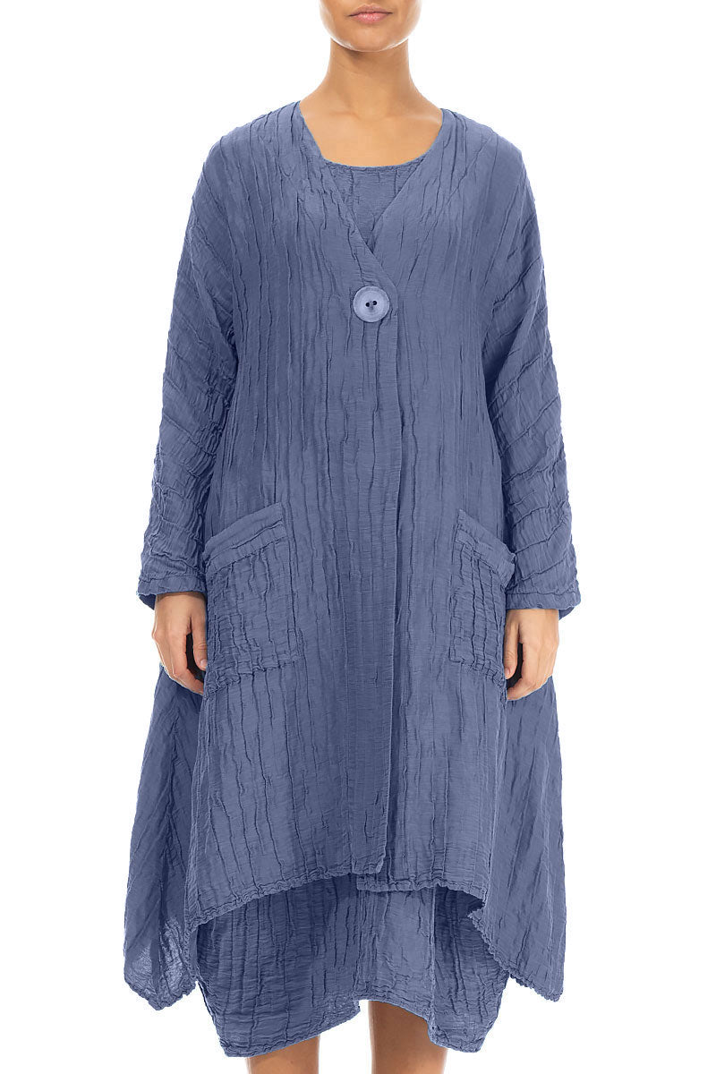 Dropped Edge Crinkled Blue Nova Silk Jacket 1