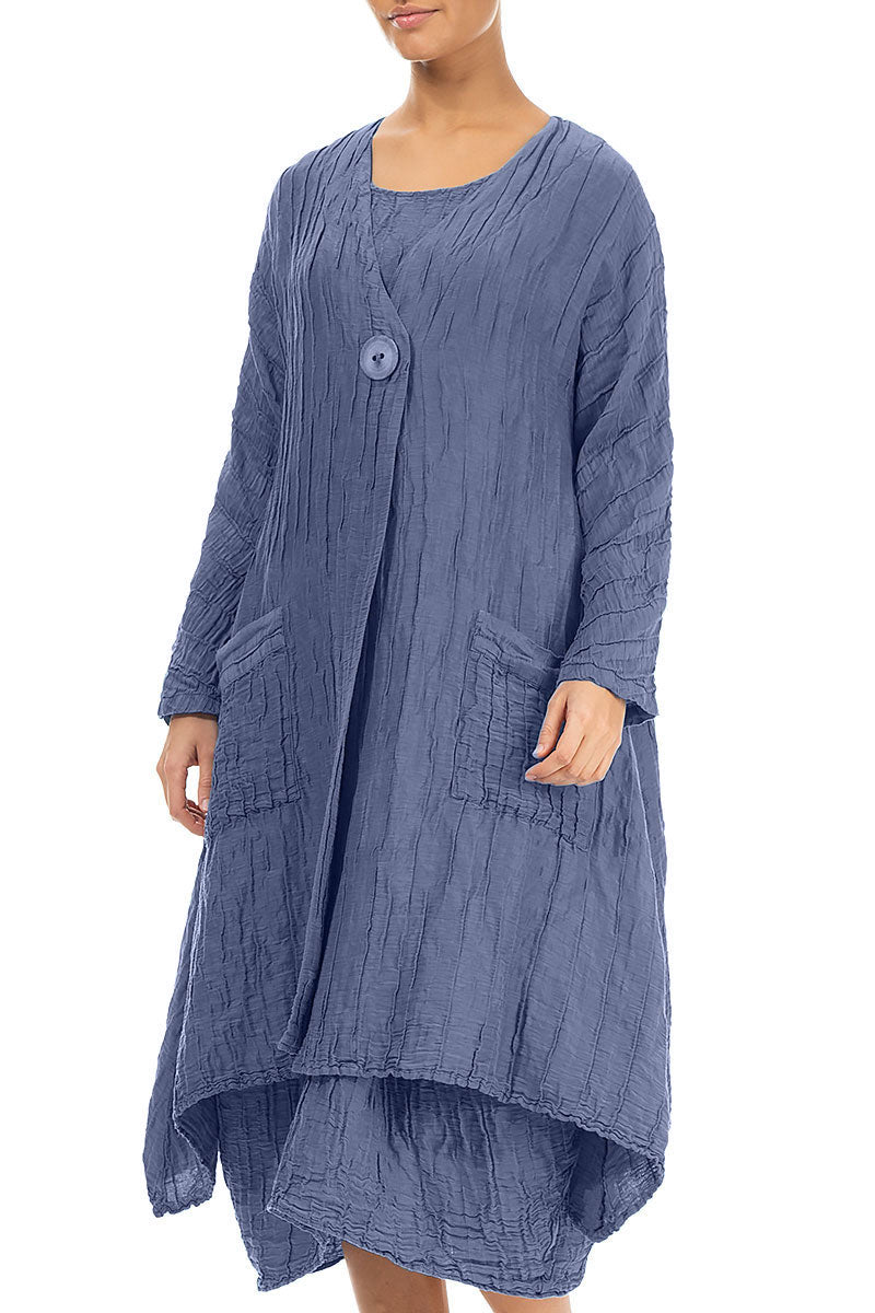 Dropped Edge Crinkled Blue Nova Silk Jacket 3