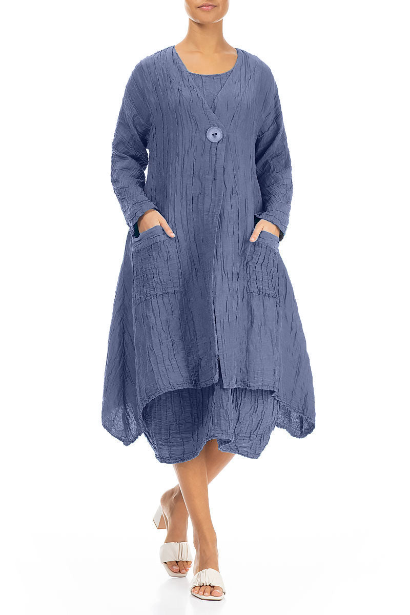 Dropped Edge Crinkled Blue Nova Silk Jacket 4