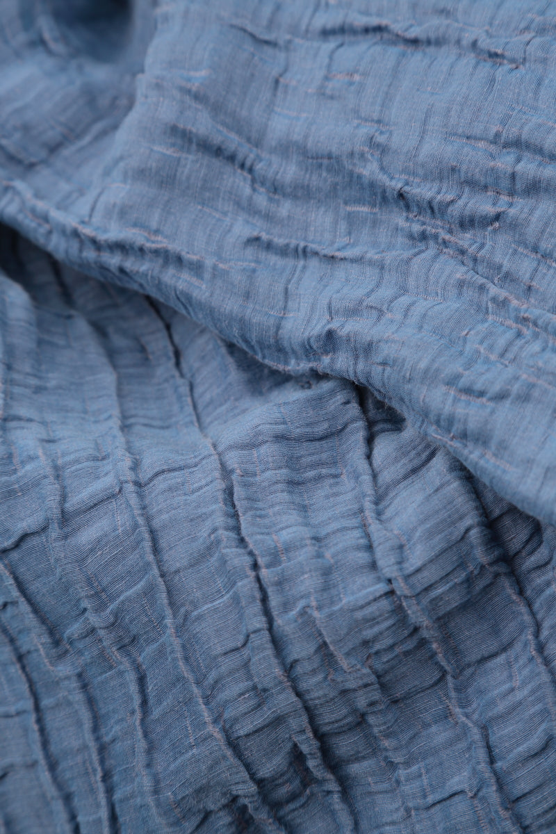 Dropped Edge Crinkled Blue Nova Silk Jacket 5