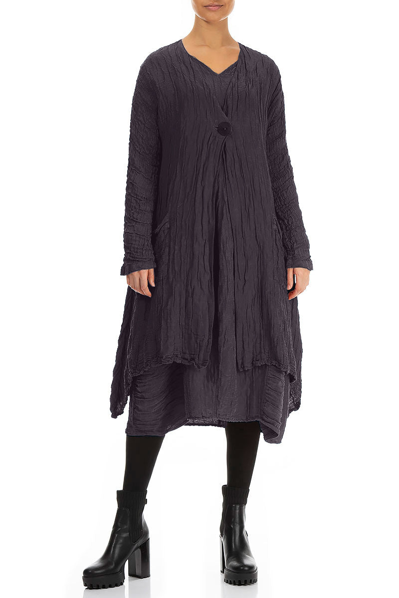 Dropped Edge Crinkled Vintage Violet Silk Jacket 4