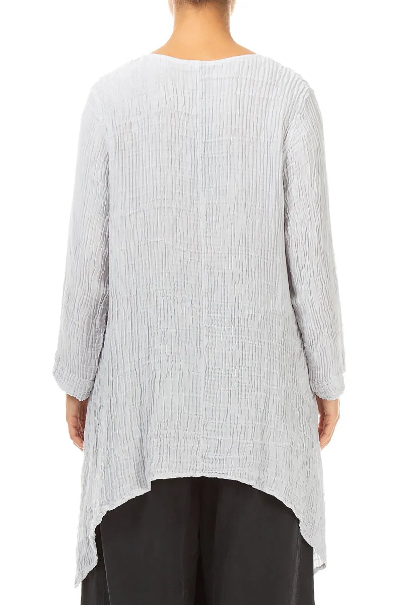 Dropped Edge Pearl Grey Plissé Silk Tunic 2