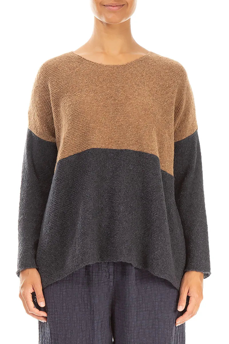 Dual Caramel & Dark Grey Wool Sweater 1