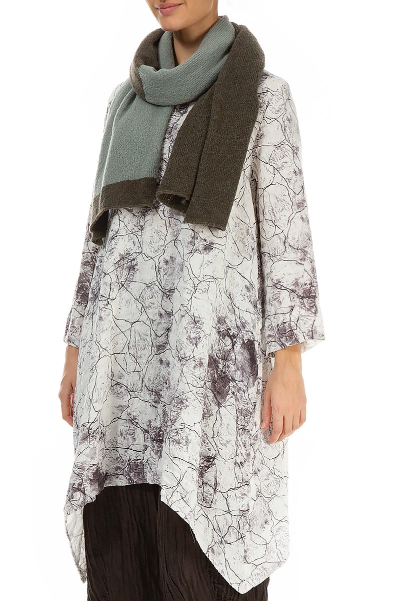 Dual Khaki & Pistachio Wool Scarf 3