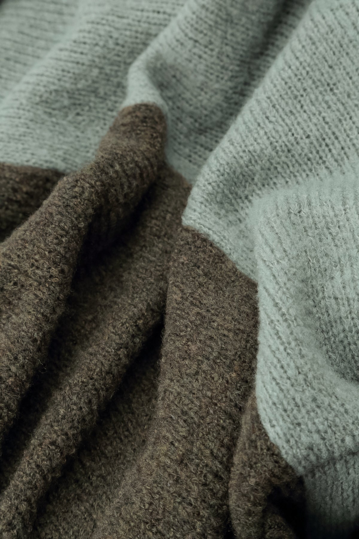Dual Khaki & Pistachio Wool Scarf 4