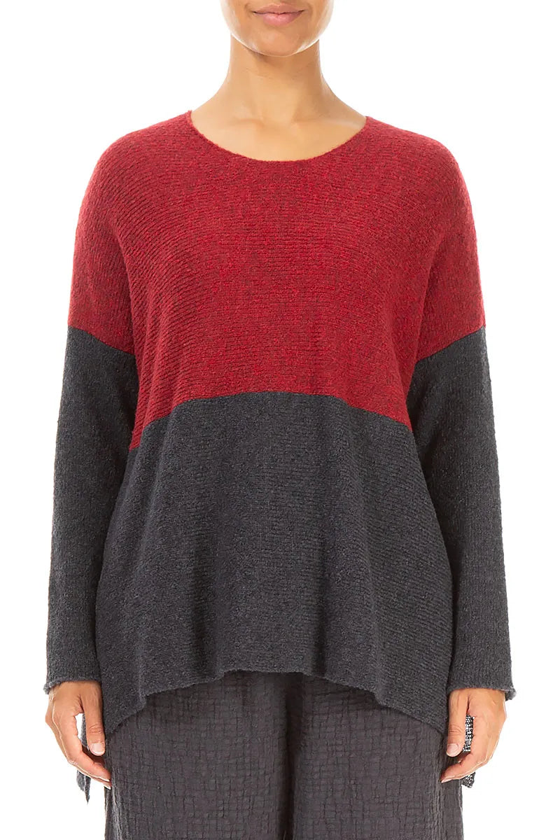Dual Red & Dark Grey Wool Sweater 1