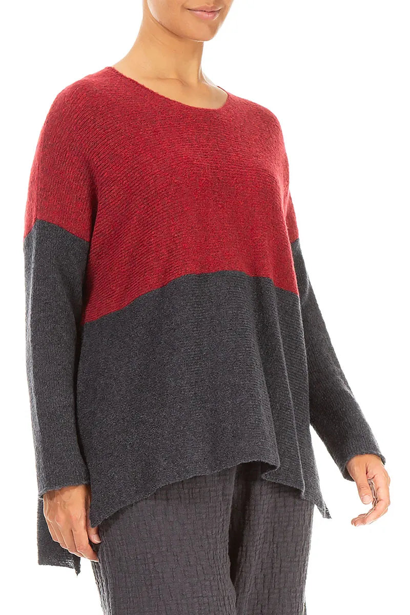 Dual Red & Dark Grey Wool Sweater 3