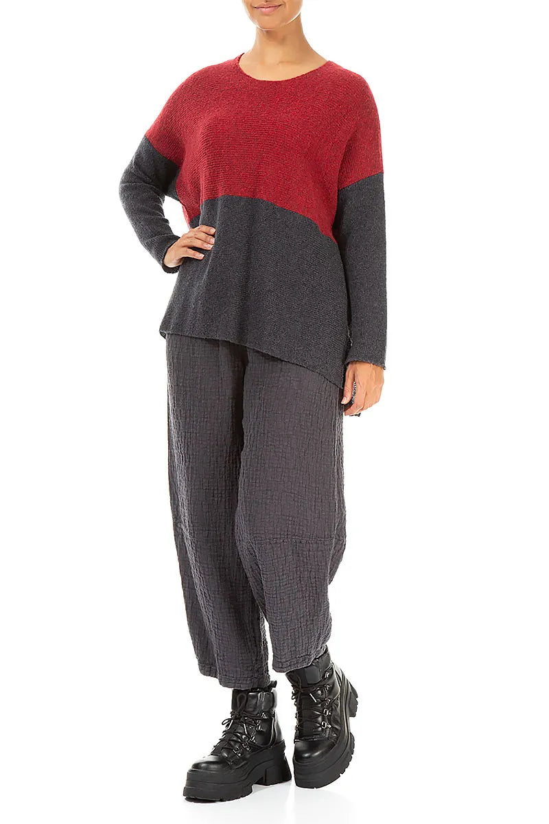 Dual Red & Dark Grey Wool Sweater 4