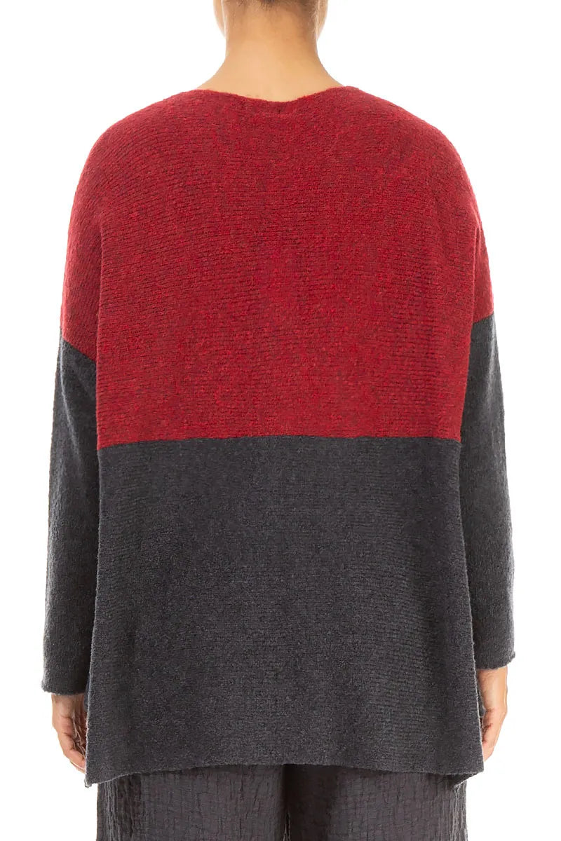 Dual Red & Dark Grey Wool Sweater 2