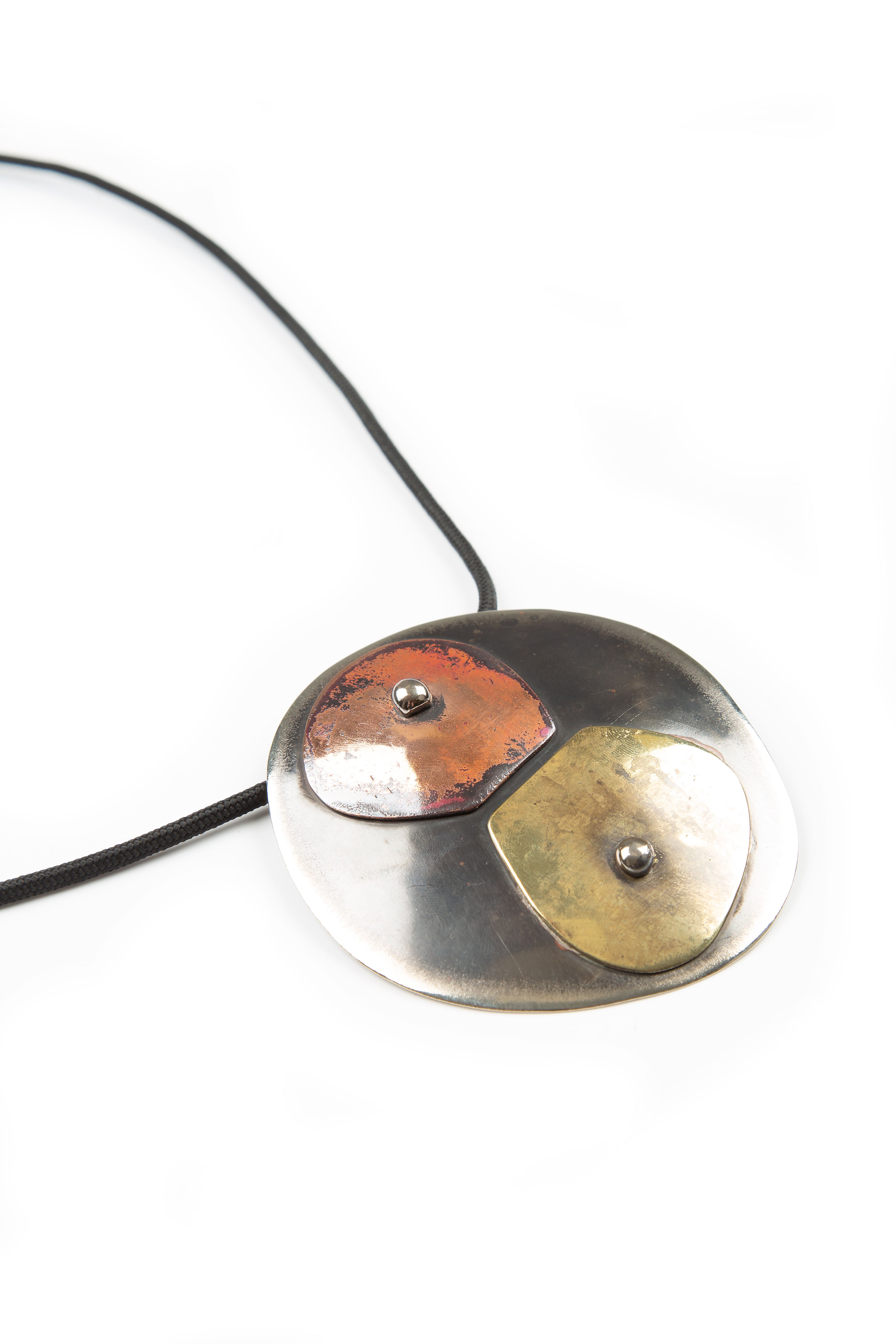 Eclipse Dual Metal Pendant Necklace 3