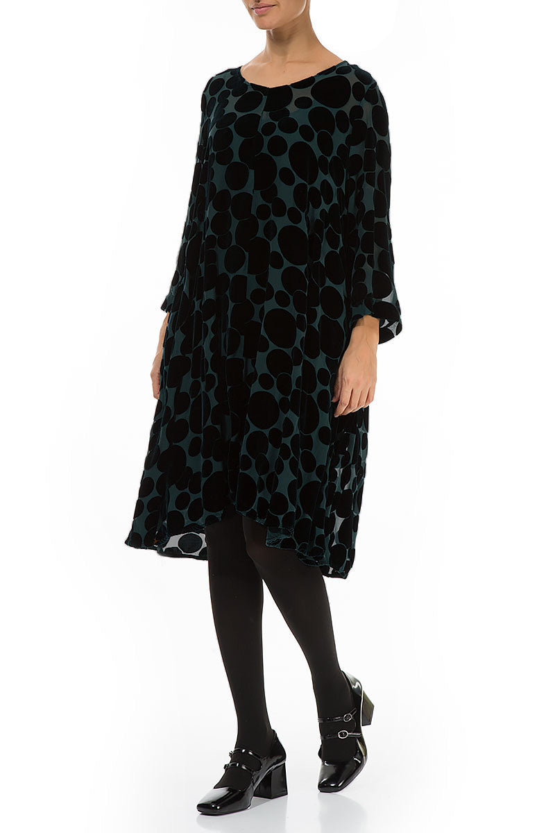 Robe élégante en velours de soie à motif paon Devoré Bubbles