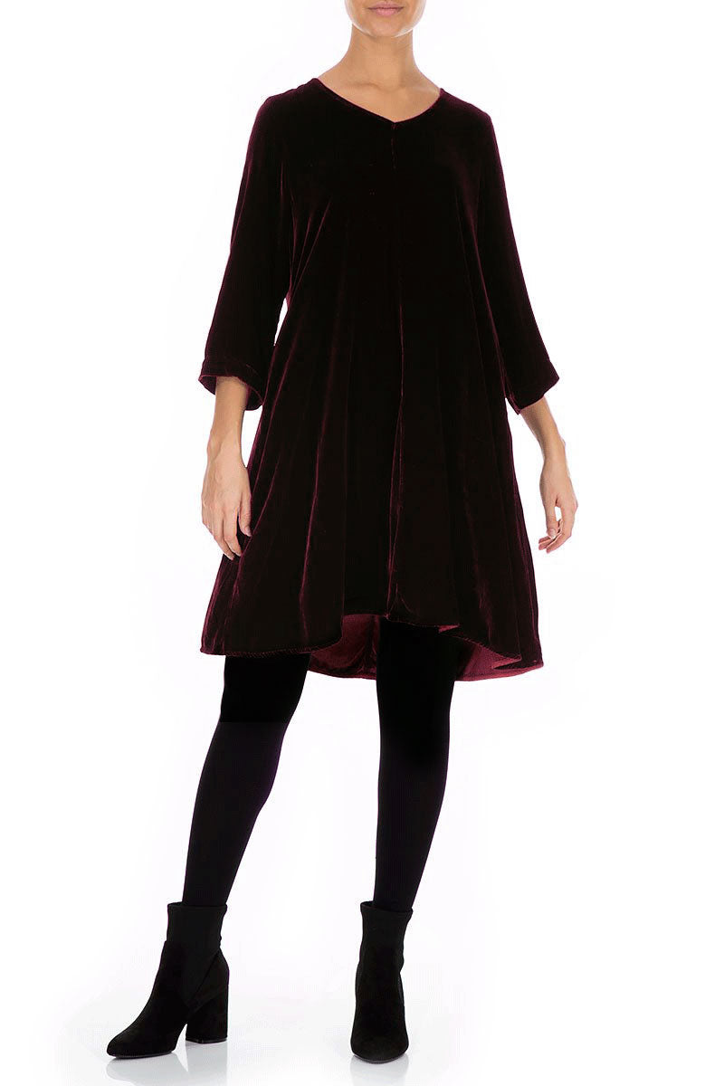 Elegant Magenta Silk Velvet Dress 5