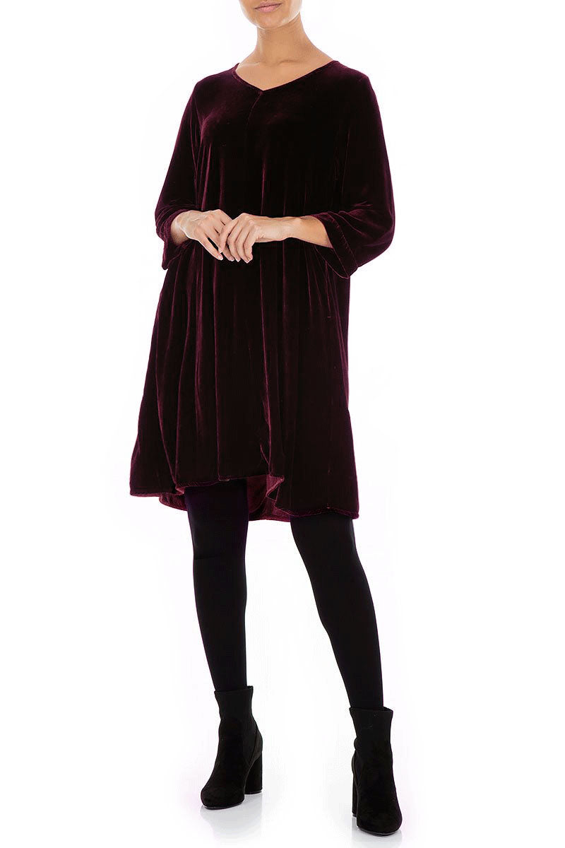Elegant Magenta Silk Velvet Dress 4