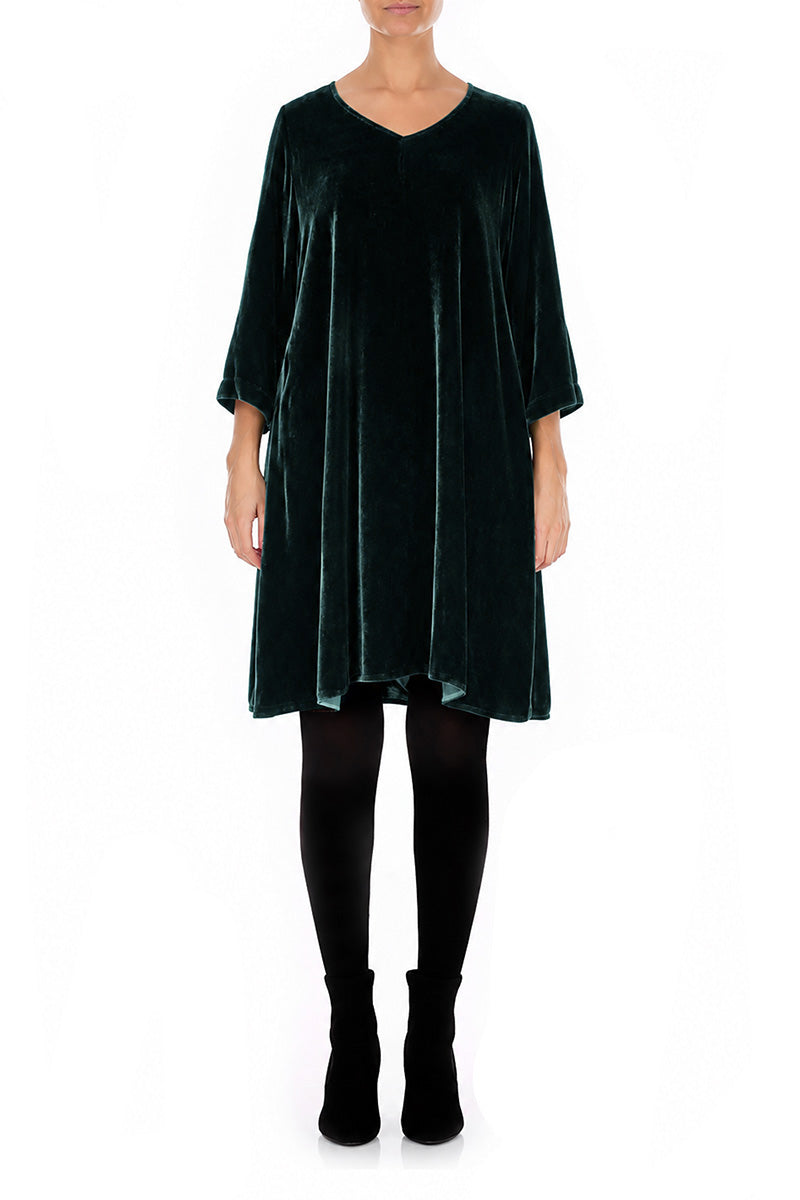 Robe élégante en Velours de Soie Turquoise profond