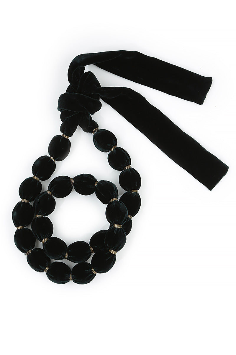 Emerald Silk Velvet Bead Necklace 5