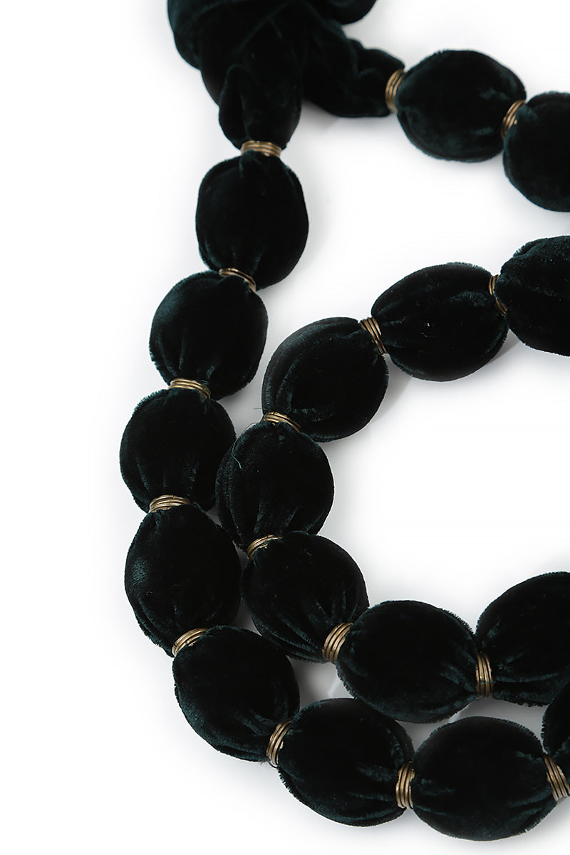 Emerald Silk Velvet Bead Necklace 6