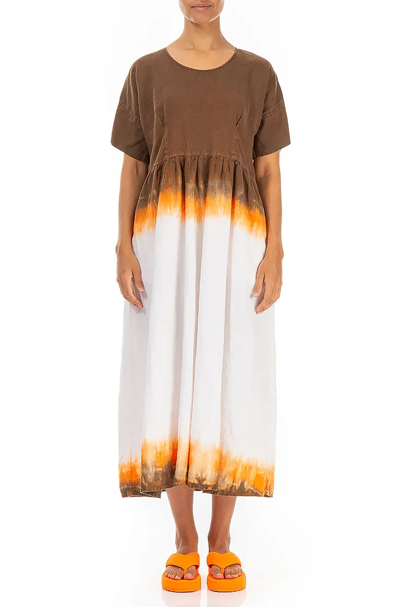 ombre linen dress Empire Waist Amber Flame Ombré – grizas.com 8 Yellow Color:FLOWING BEAUTY BLUE Luxe Crystal Mesh Black Cotton Jersey Dress