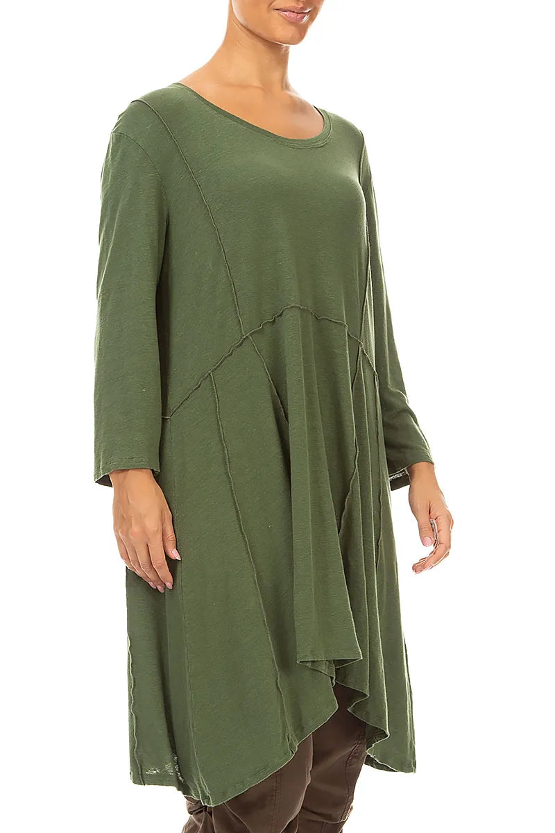 Exposed Seam Shamrock Green Soft Linen Tunic 3