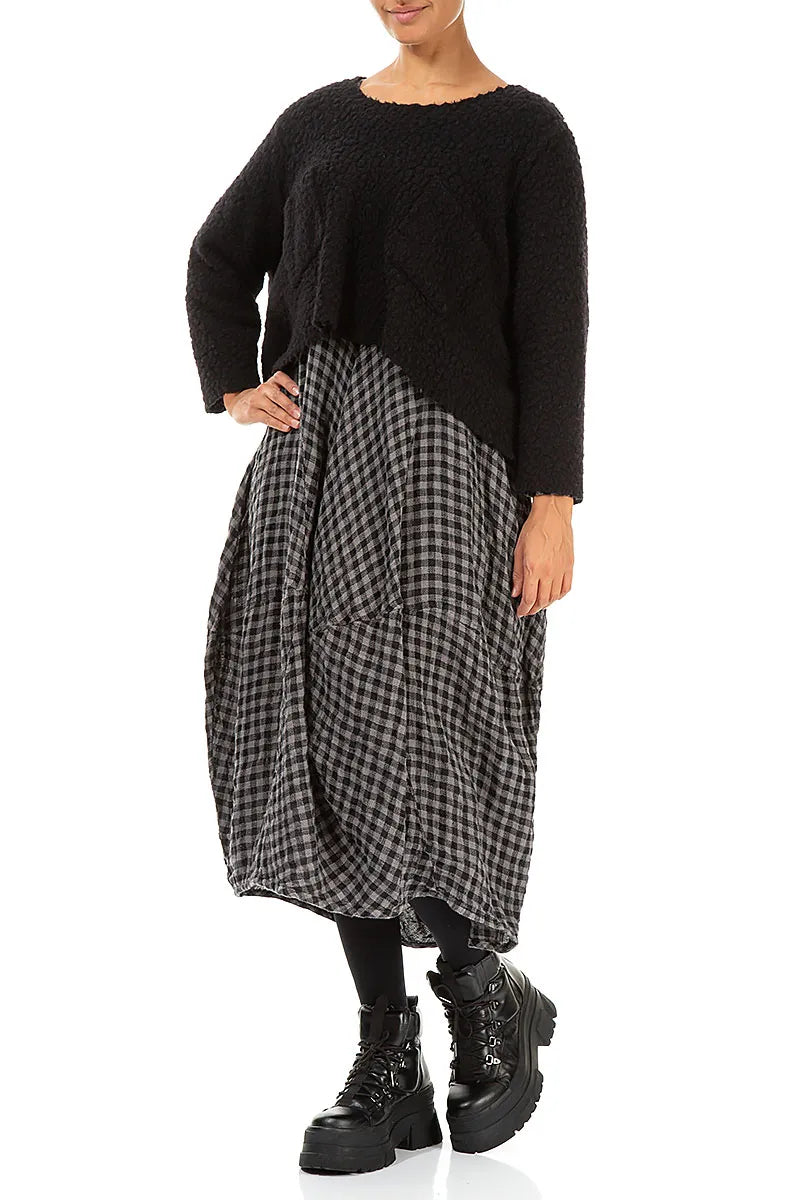 Felted Plush Wool Black Cotton Jumper 4
