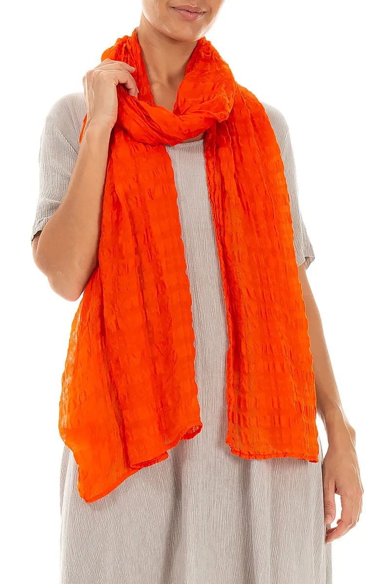 Foulard en soie orange flamme