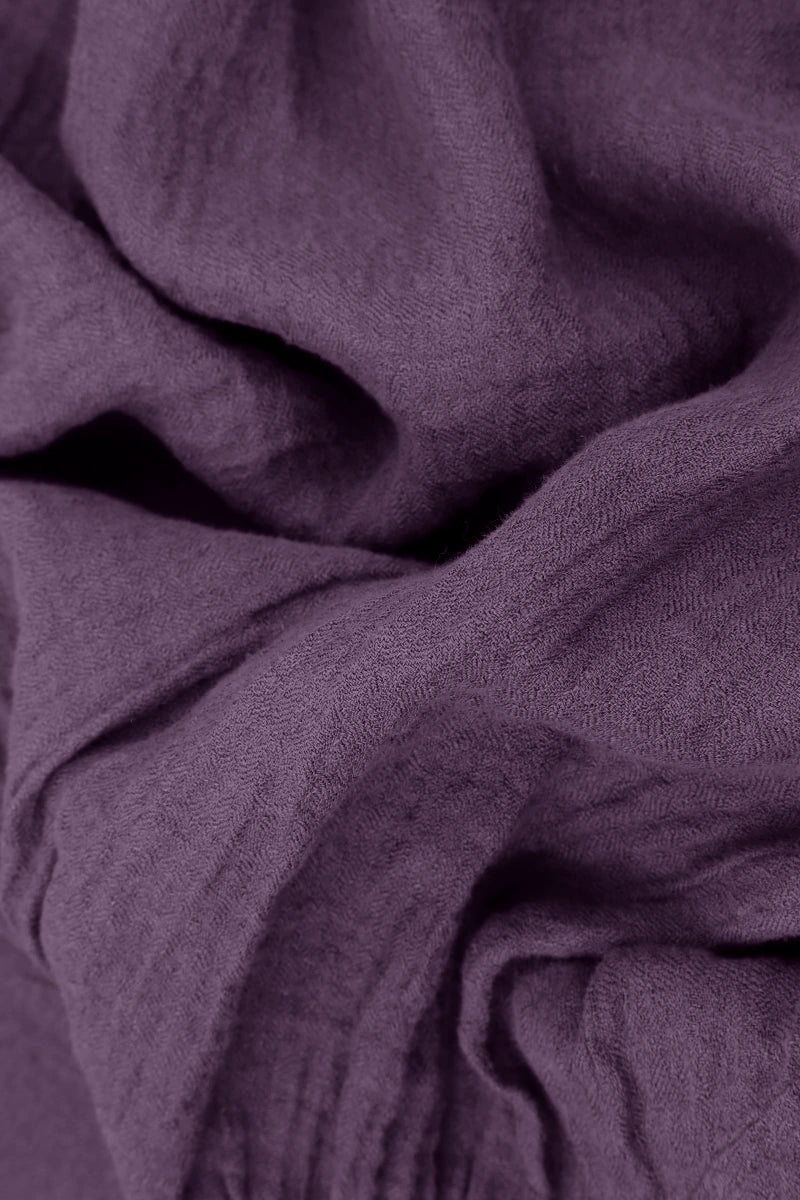 Robe en lin de crêpe évasée couleur améthyste