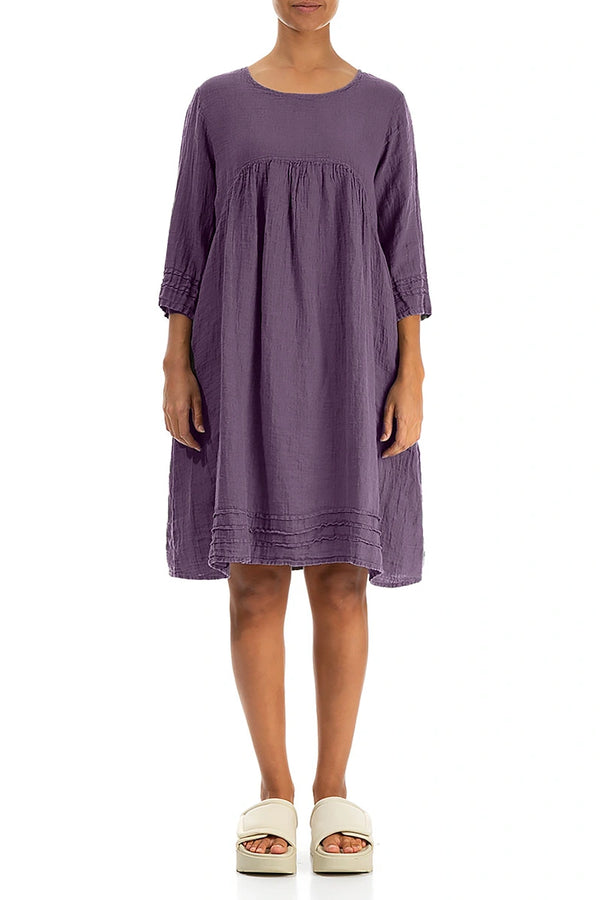 Robe en lin de crêpe évasée couleur améthyste
