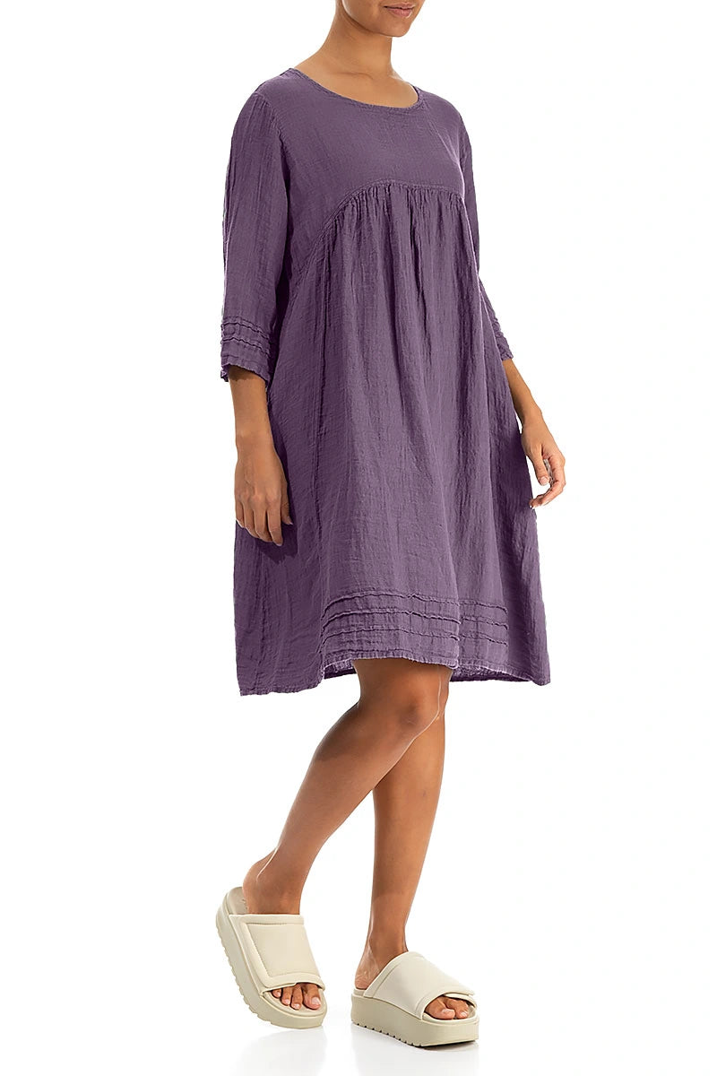 Robe en lin de crêpe évasée couleur améthyste