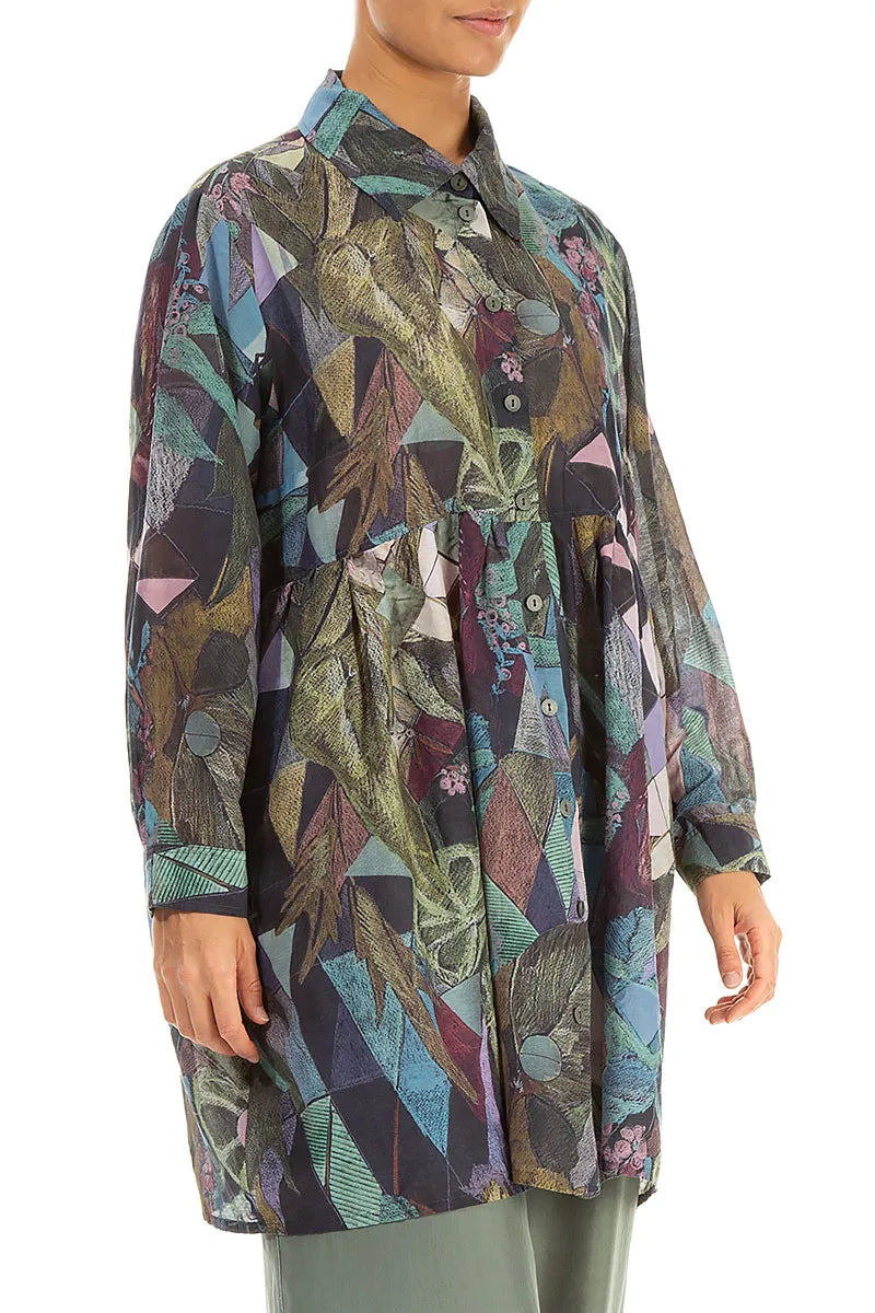 Flared Art Mosaic Silk Cotton Jacket 3