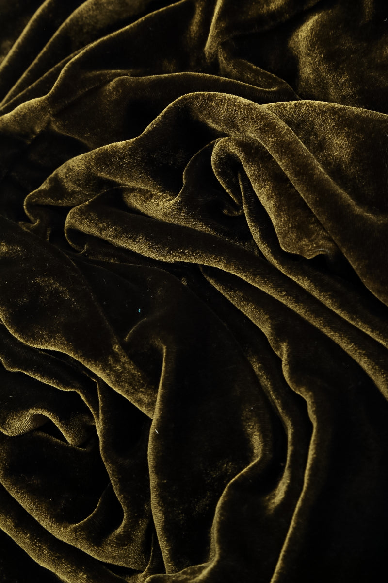 Flared Back Forest Mist Silk Velvet Dress 6