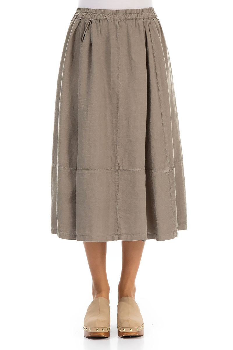 Flared Brown Linen Skirt 1