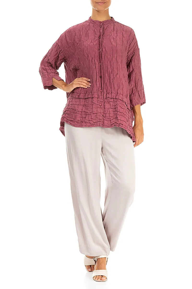 Chemise en soie rubis antique froissée évasée