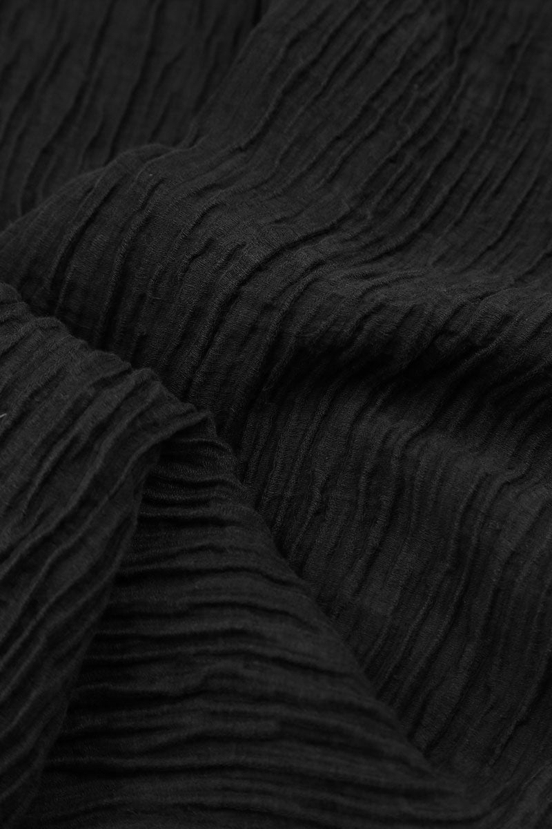 Flared Crinkled Black Silk Tunic 5